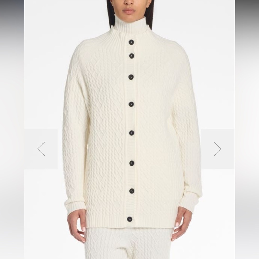 Sarah Pacini Alpine Cardigan Cableknit Gendercool Winter White Cream Size OS